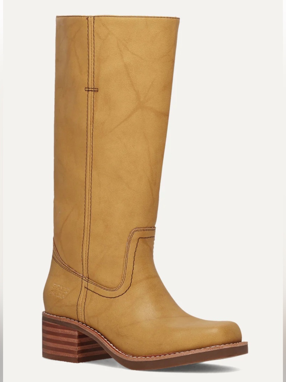 Frye Tall Leather Heeled Boots in Tan - Picture 3 of 13
